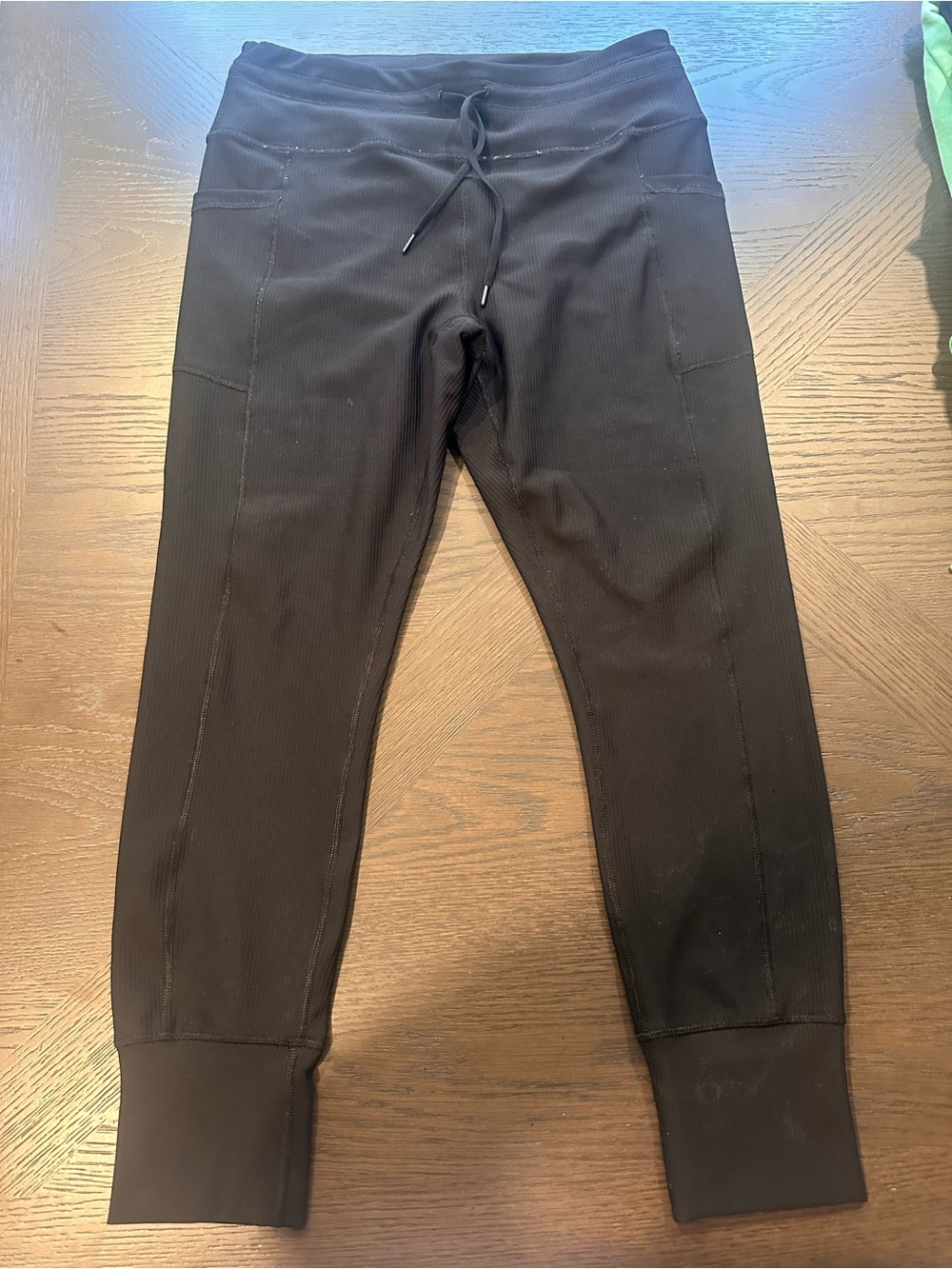 Yogalicious Men's Black Ribbed Jogger Pants with Drawstring